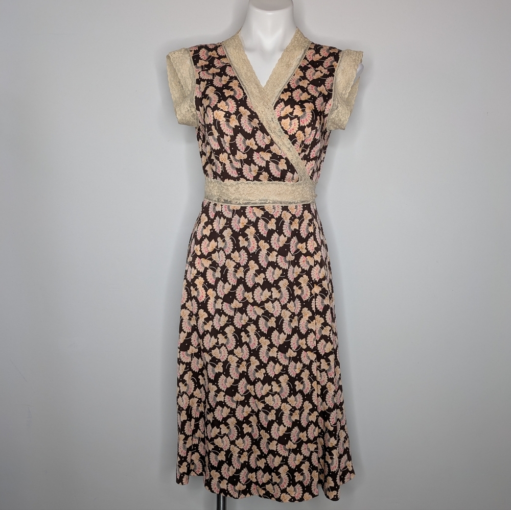 Diane Von Furstenberg Black Dress with Pink and Cream Floral Print